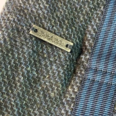 Prana Quincy Wool Blend Tweed Wrap Skirt Small blue stripe black buckle accents - Thumbnail 5