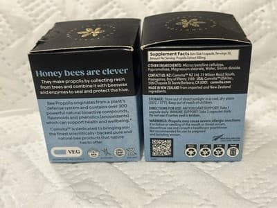 2 Pk Comvita Immune Bee Propolis PFL15 Immune Support 30 Veg Caps EXP Jan. 26 - Thumbnail 4