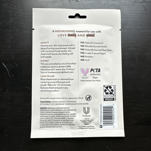 5 Love Beauty And Planet Sheet Mask Coconut & Warm vanilla. 1 Sheet Each - Thumbnail 3