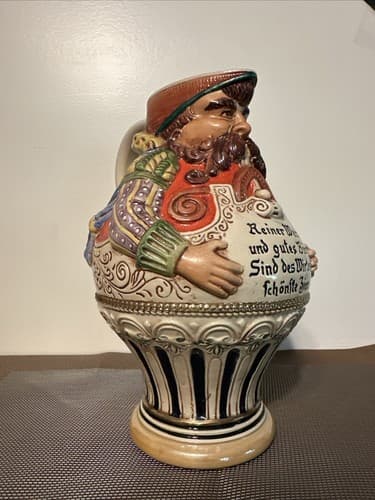 Vintage Germany Gerzit Beer Belly Innkeeper 9.5" Handled Stein Pitcher