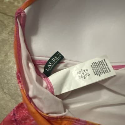 Polo Ralph Lauren Floral Batik Halter Swim Tankini Swimsuit Top Pink Sz. 10 - Thumbnail 4