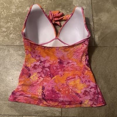 Polo Ralph Lauren Floral Batik Halter Swim Tankini Swimsuit Top Pink Sz. 10 - Thumbnail 3