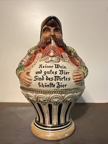 Vintage Germany Gerzit Beer Belly Innkeeper 9.5" Handled Stein Pitcher - Thumbnail 2