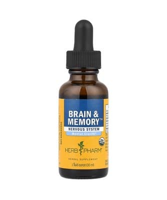 Herb Pharm Brain Memory Nervous System 1 fl oz 30 ml Gluten-Free, Organic 08/27