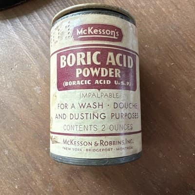 Vintage McKessons Boric Acid Container 2oz. Full