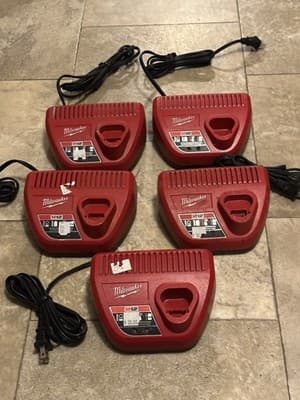 5 X Milwaukee M12 OEM Battery Chargers Genuine 48-59-2401 Lithium-Ion 12 Volt - Thumbnail 4