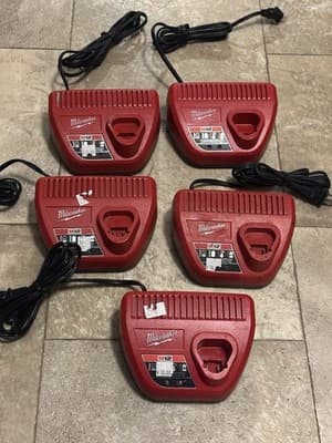 5 X Milwaukee M12 OEM Battery Chargers Genuine 48-59-2401 Lithium-Ion 12 Volt