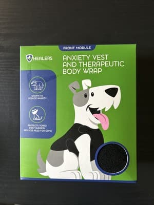 Healers Front Module Anxiety Vest Therapeutic Body Wrap Shirt Dog Medium Black