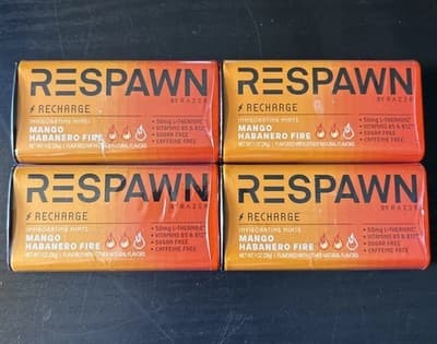 4 PACK Respawn Recharge Invigoratn Mango Habanergo Sugar & Caffiene Free Sealed