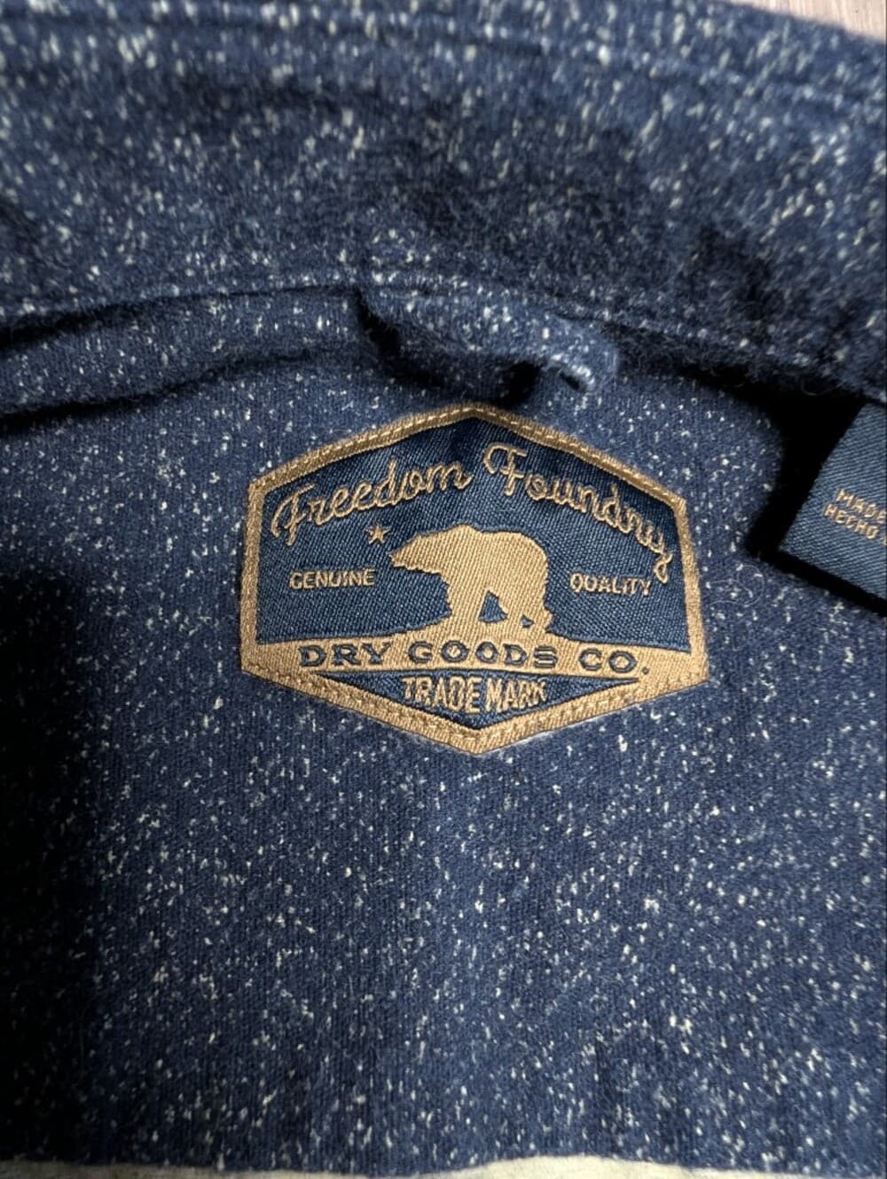 Mens Blue Speckled Flannel Button Down Freedom Foundry Green Lining - Thumbnail 3