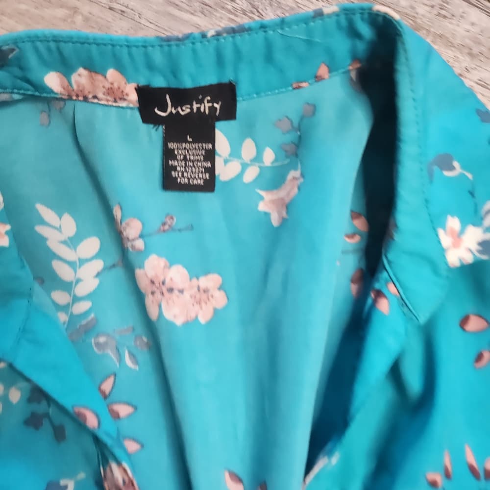 Justify Teal And Pink Floral Summer Dress With Zipper Pockets - Thumbnail 2