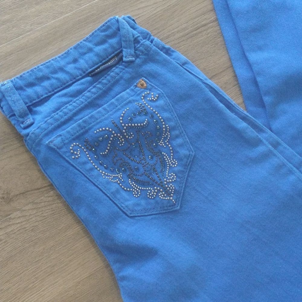 J&Company Bedazzled Boot Cut Blue Jeans - Thumbnail 2