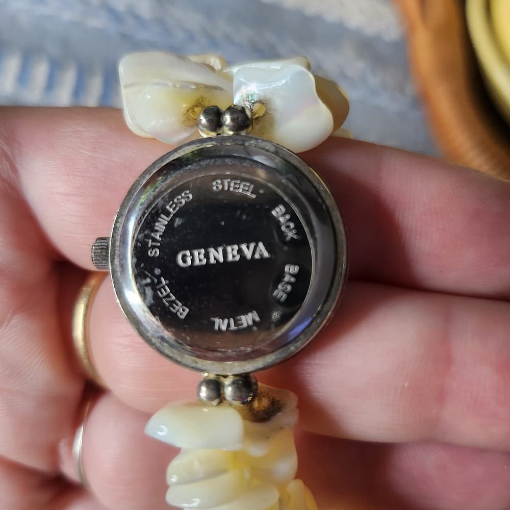 Geneva Mother Of Pearl Stretch Watch Bracelet - Thumbnail 7