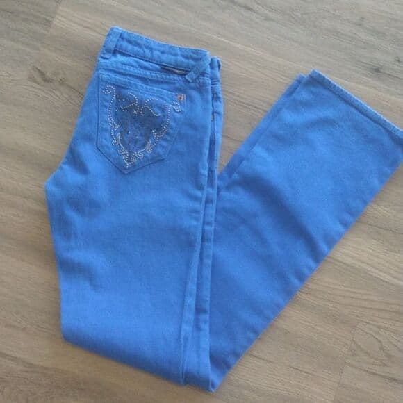 J&Company Bedazzled Boot Cut Blue Jeans - Thumbnail 13
