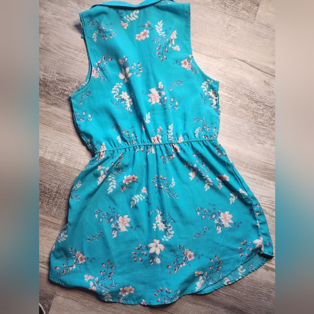 Justify Teal And Pink Floral Summer Dress With Zipper Pockets - Thumbnail 5