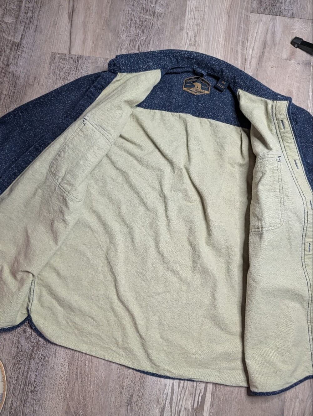 Mens Blue Speckled Flannel Button Down Freedom Foundry Green Lining - Thumbnail 2