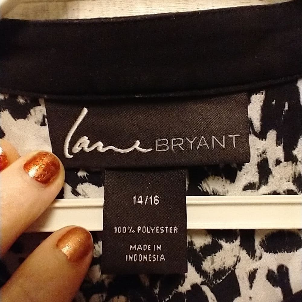 Plus Size Lane Bryant Semi Sheer Tunic Blouse Black And White Pattern - Thumbnail 2