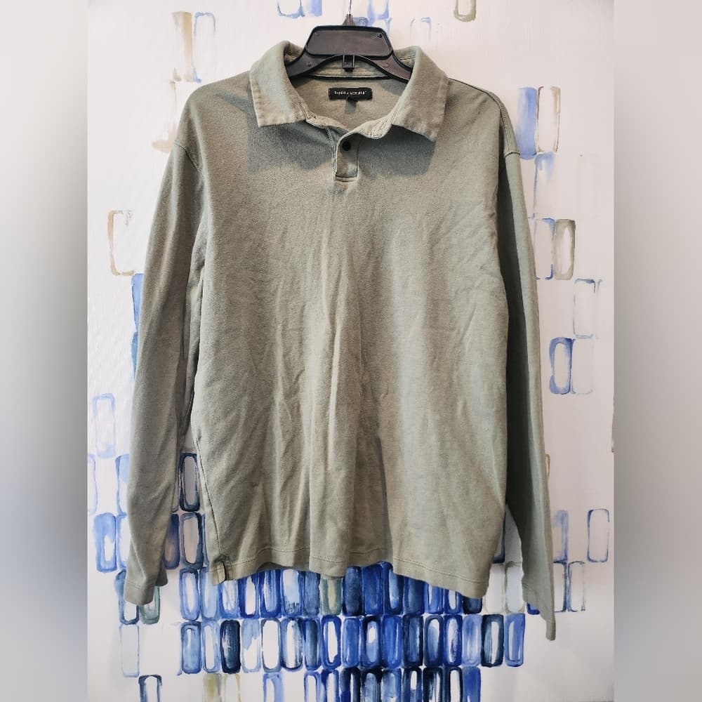 Banana Republic Light Olive Green Long Sleeve Collared Top - Thumbnail 11