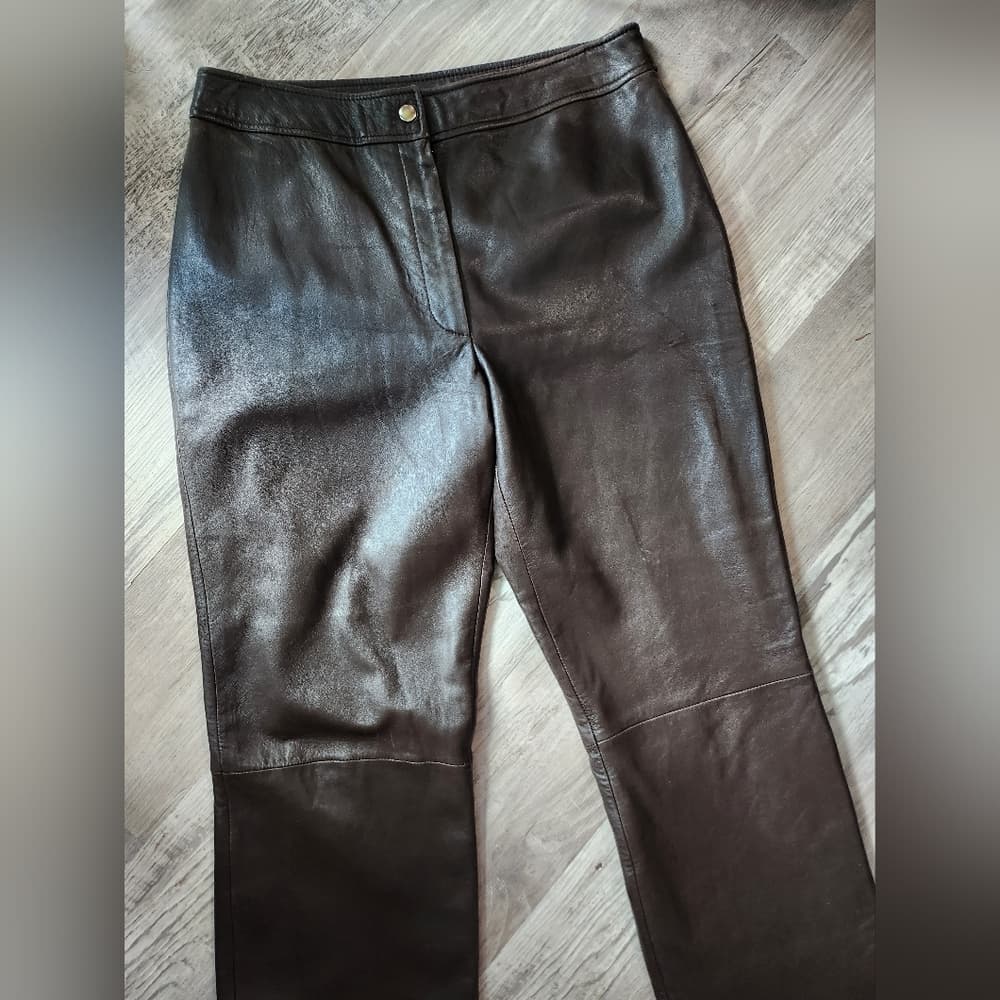Classiques Entier Rich Brown Genuine Leather Trousers - Thumbnail 8