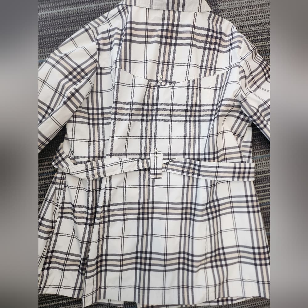 Black and White Plaid Rain Windbreaker Jacket Classic Light Weight Style - Thumbnail 6