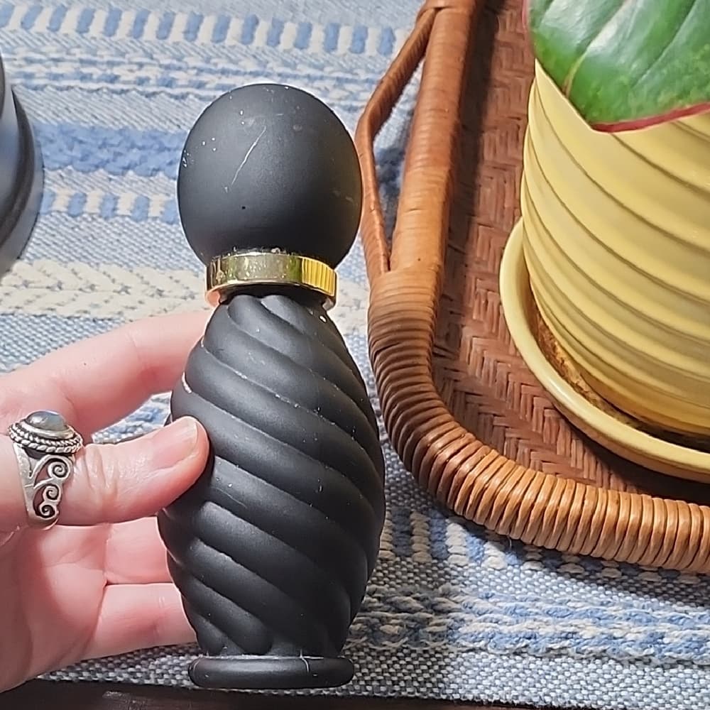 Black and Gold Swirl Empty Refillable Perfume Bottle - Thumbnail 2