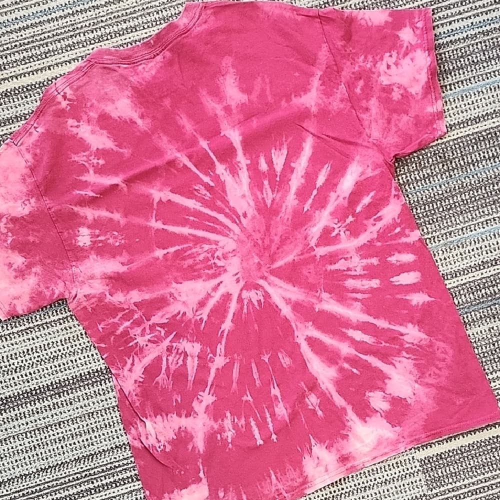 Pink Bleach Tie-Dye Nasa Casual Upcycled T-shirt - Thumbnail 3