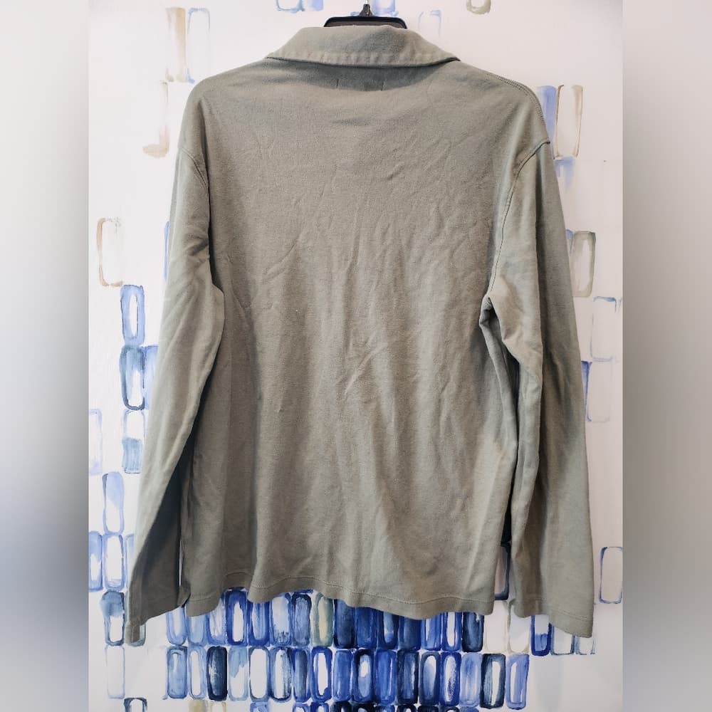 Banana Republic Light Olive Green Long Sleeve Collared Top - Thumbnail 4