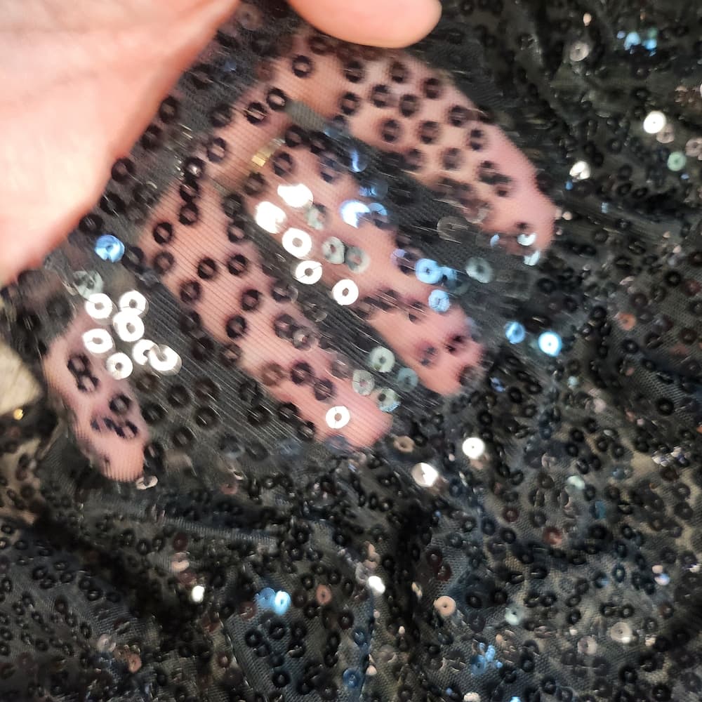 Jaclyn Smith Black Elegant Sheer Sequin Peplum Top Short Sleeve - Thumbnail 3