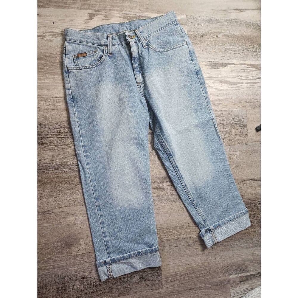 Vintage Lee Rider Light Blue Denim Cropped Capri Jeans - Thumbnail 8