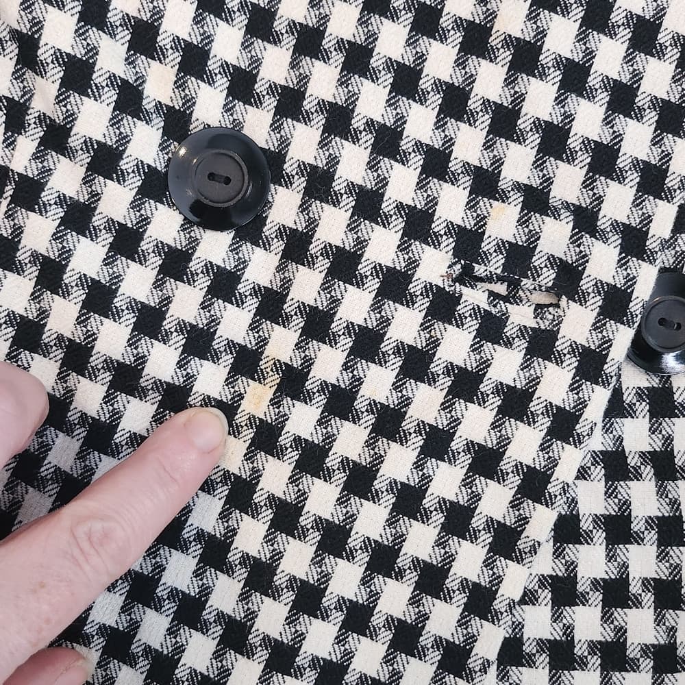 Vintage Black and White Houndstooth Double Breasted Jacket - Thumbnail 7