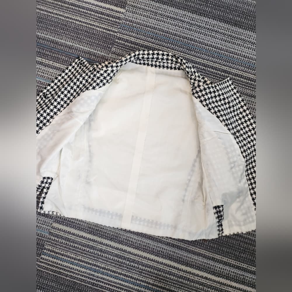 Vintage Black and White Houndstooth Double Breasted Jacket - Thumbnail 10