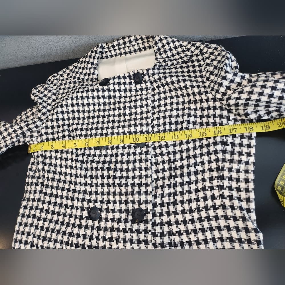 Vintage Black and White Houndstooth Double Breasted Jacket - Thumbnail 11
