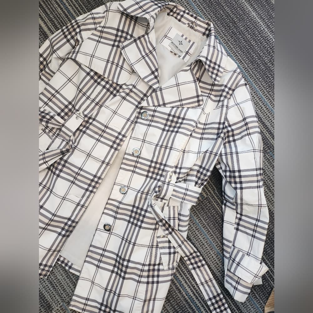 Black and White Plaid Rain Windbreaker Jacket Classic Light Weight Style