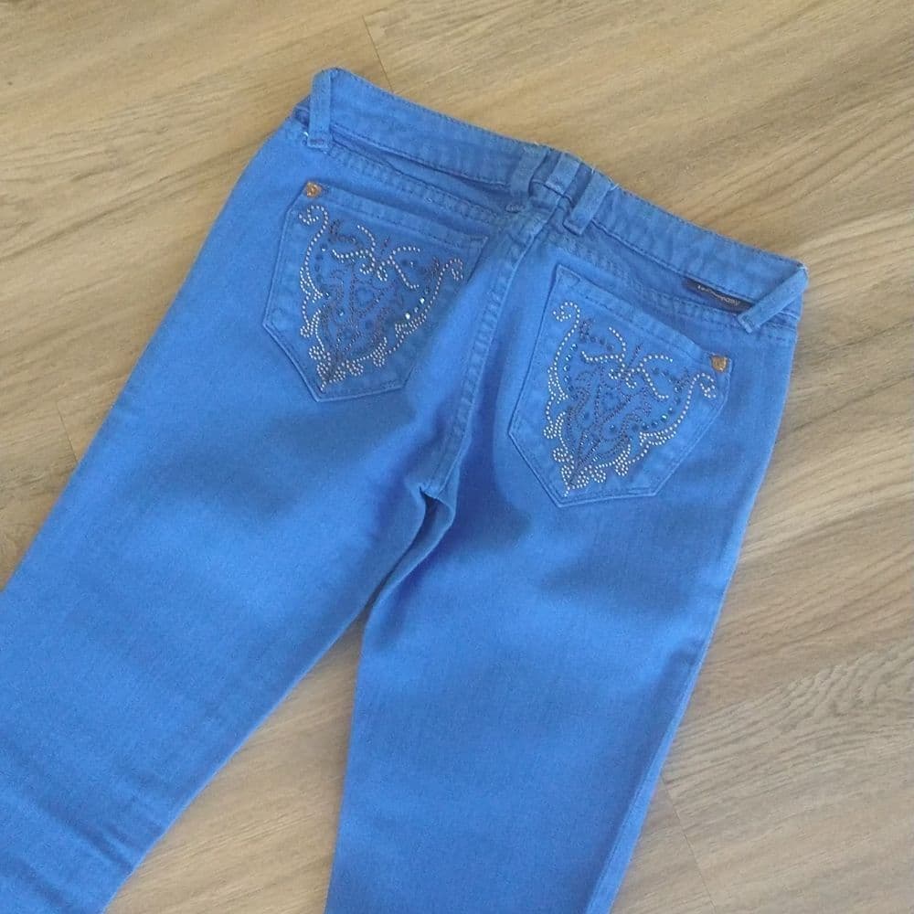 J&Company Bedazzled Boot Cut Blue Jeans - Thumbnail 10