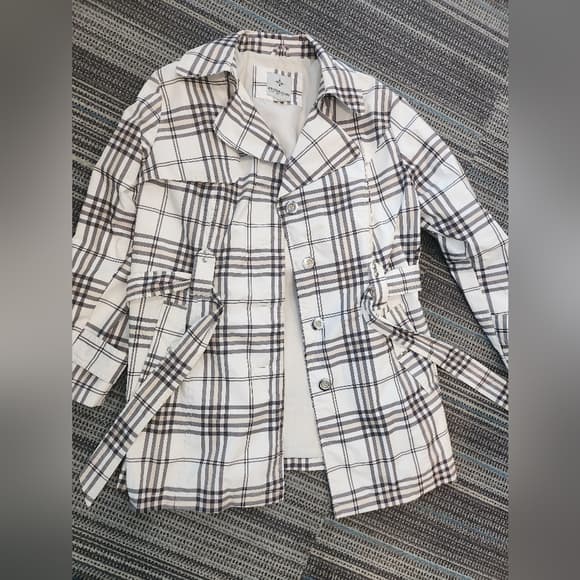 Black and White Plaid Rain Windbreaker Jacket Classic Light Weight Style - Thumbnail 9