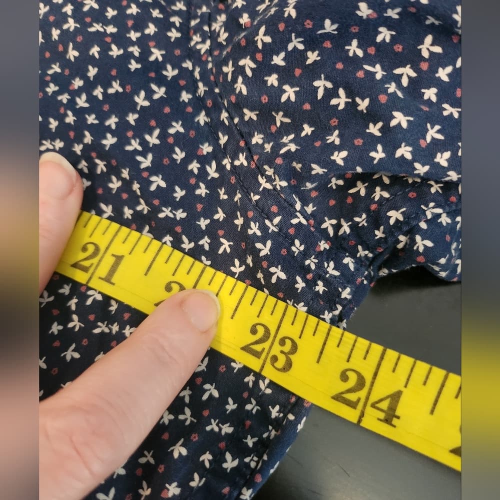 Mens Navy Blue Floral And Polk A Dot Stretch Long Sleeve Button-Up Shirt - Thumbnail 8
