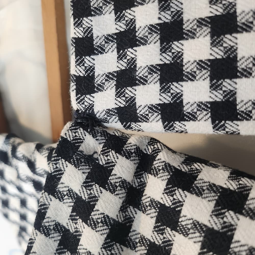 Vintage Black and White Houndstooth Double Breasted Jacket - Thumbnail 4