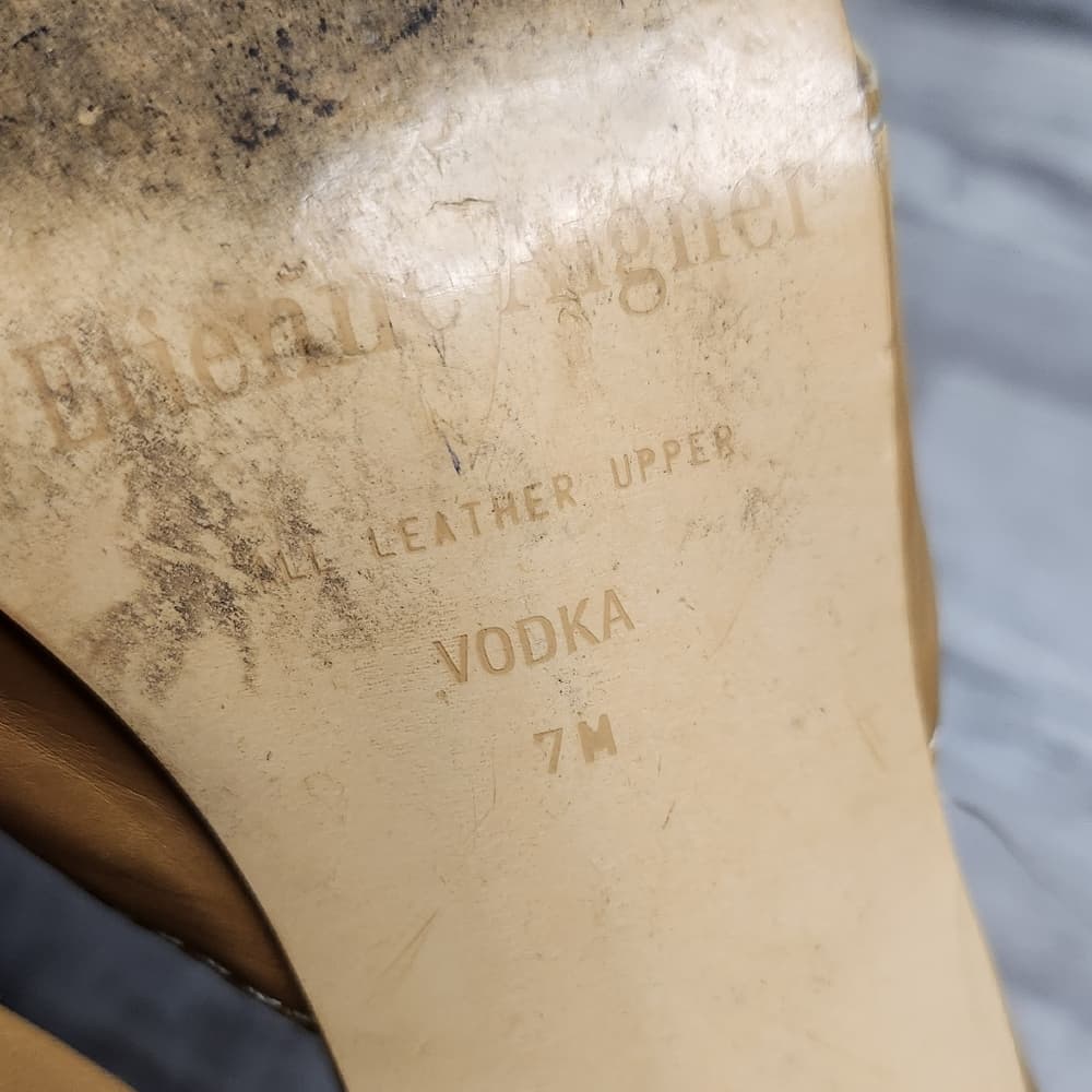 Etienne Aigner Y2K Tan Leather Lace-Up Pointed Toe Mules Vodka Heels - Thumbnail 10