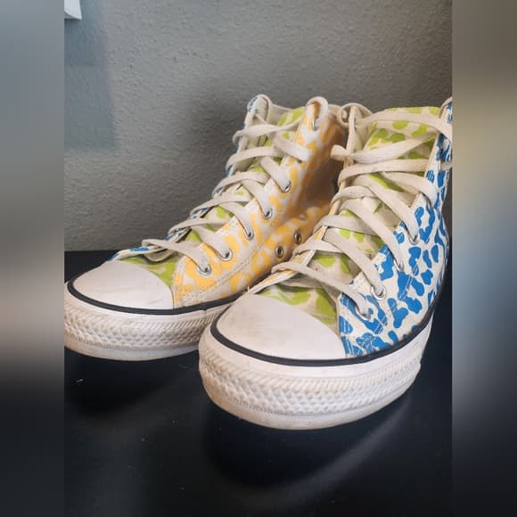 Converse Multi Bright Colored High-Top Sneakers Canvas Cheetah Print Color Block - Thumbnail 14