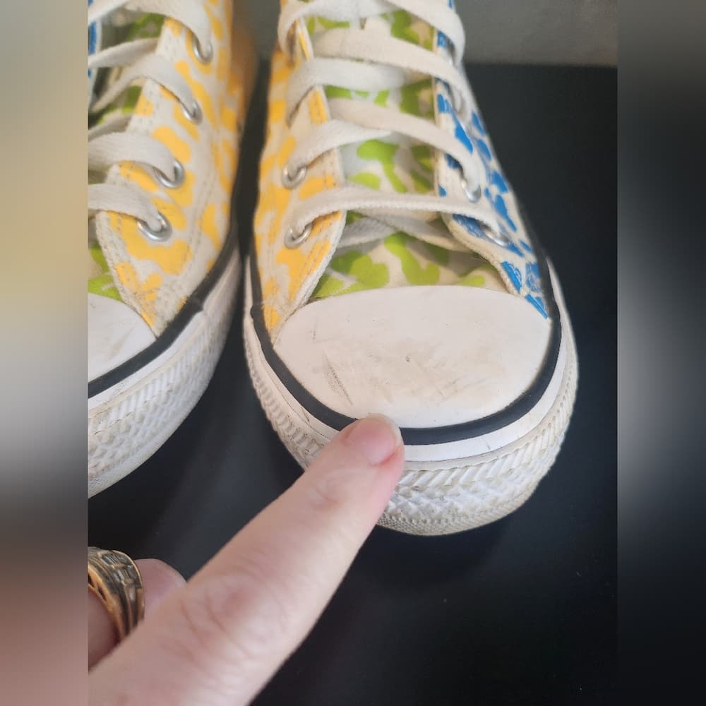 Converse Multi Bright Colored High-Top Sneakers Canvas Cheetah Print Color Block - Thumbnail 4