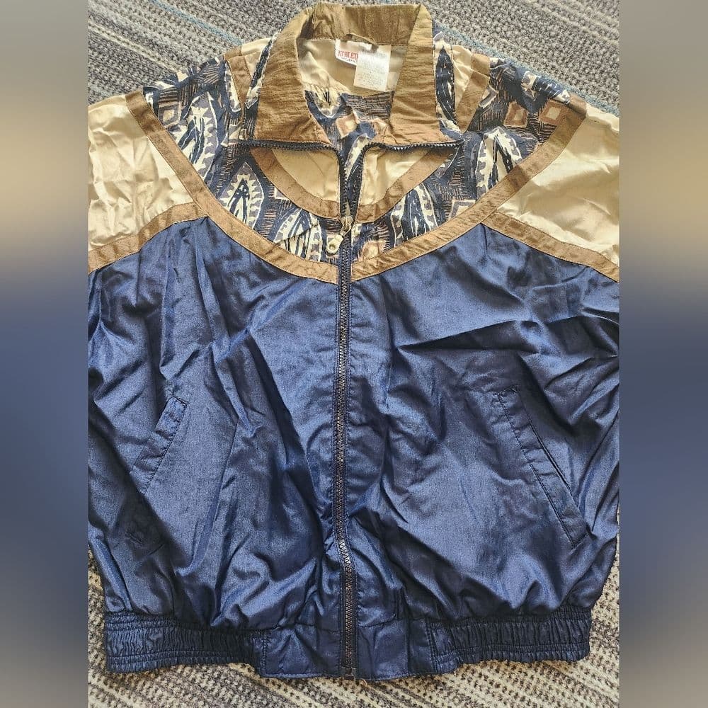 Vintage Blue and Gold Windbreaker Jacket By Athletic Works - Thumbnail 2