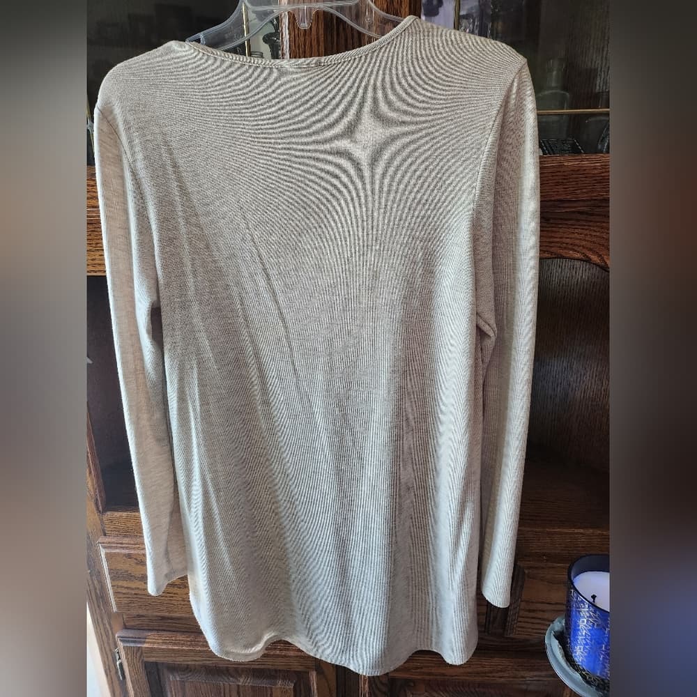 Andrea Jovine Cream Fitted Long Sleeve Tunic - Thumbnail 5