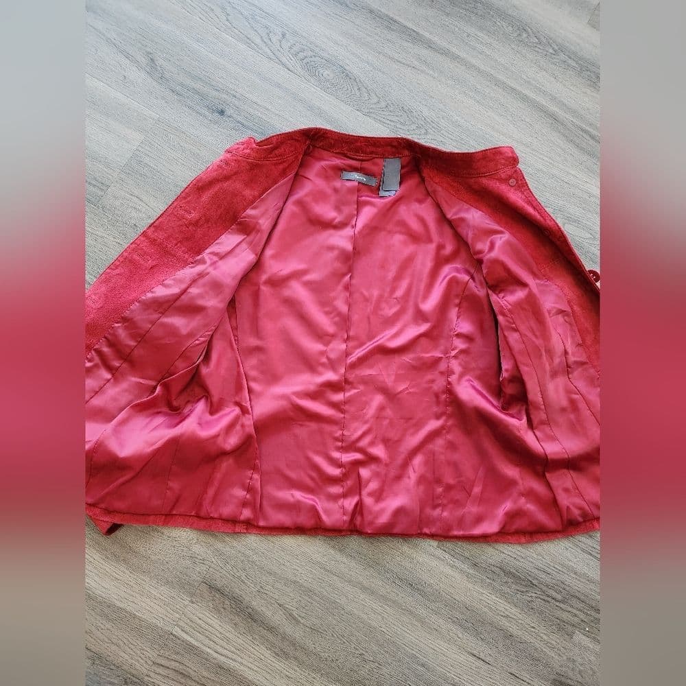 Liz Claiborne Red Lightweight Stylish Suede Leather Jacket - Thumbnail 3