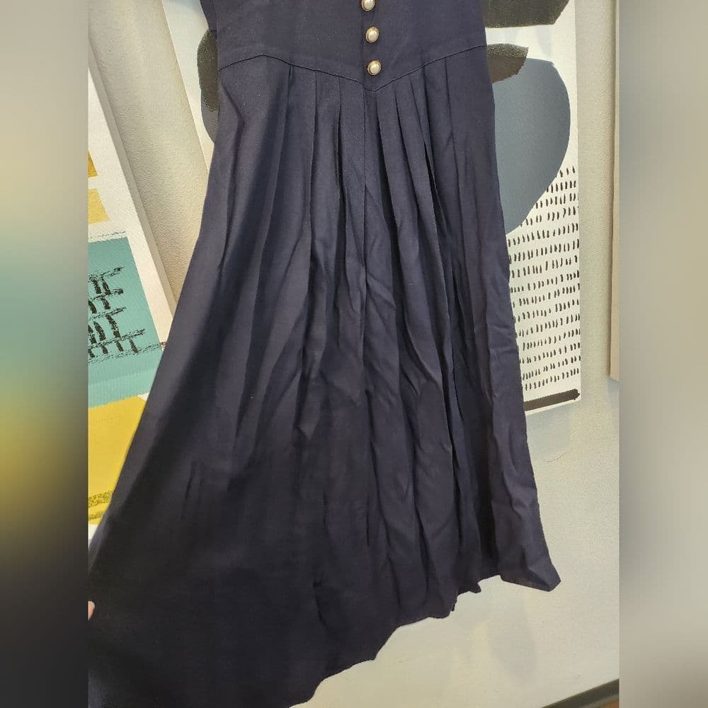 Vintage 1980 S.L. Fashions Blue Maxi Dress with Elegant Lace Detail - Thumbnail 3