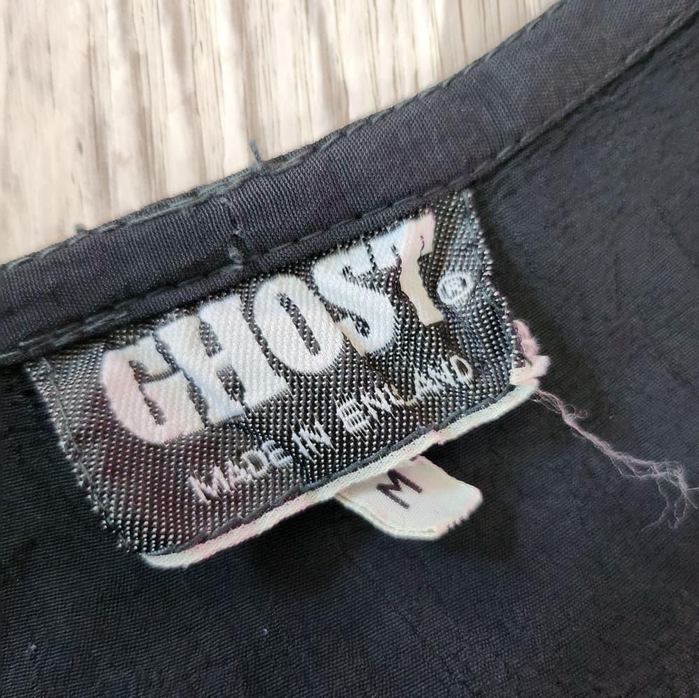 Vintage Ghost London 1990s Semi Sheer Black Short Sleeve Dress - Thumbnail 5