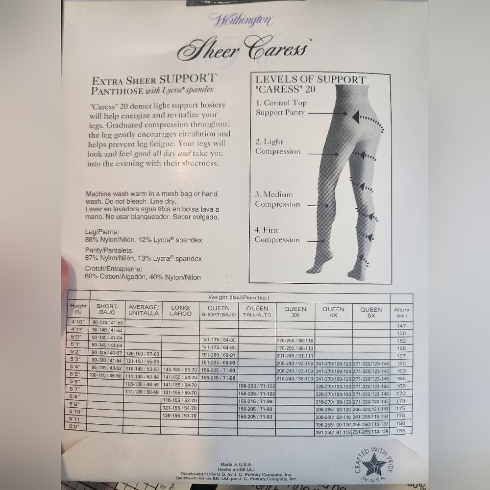 Vintage Navy Sheer Caress Support Pantyhose And Knee High Tights - Thumbnail 7