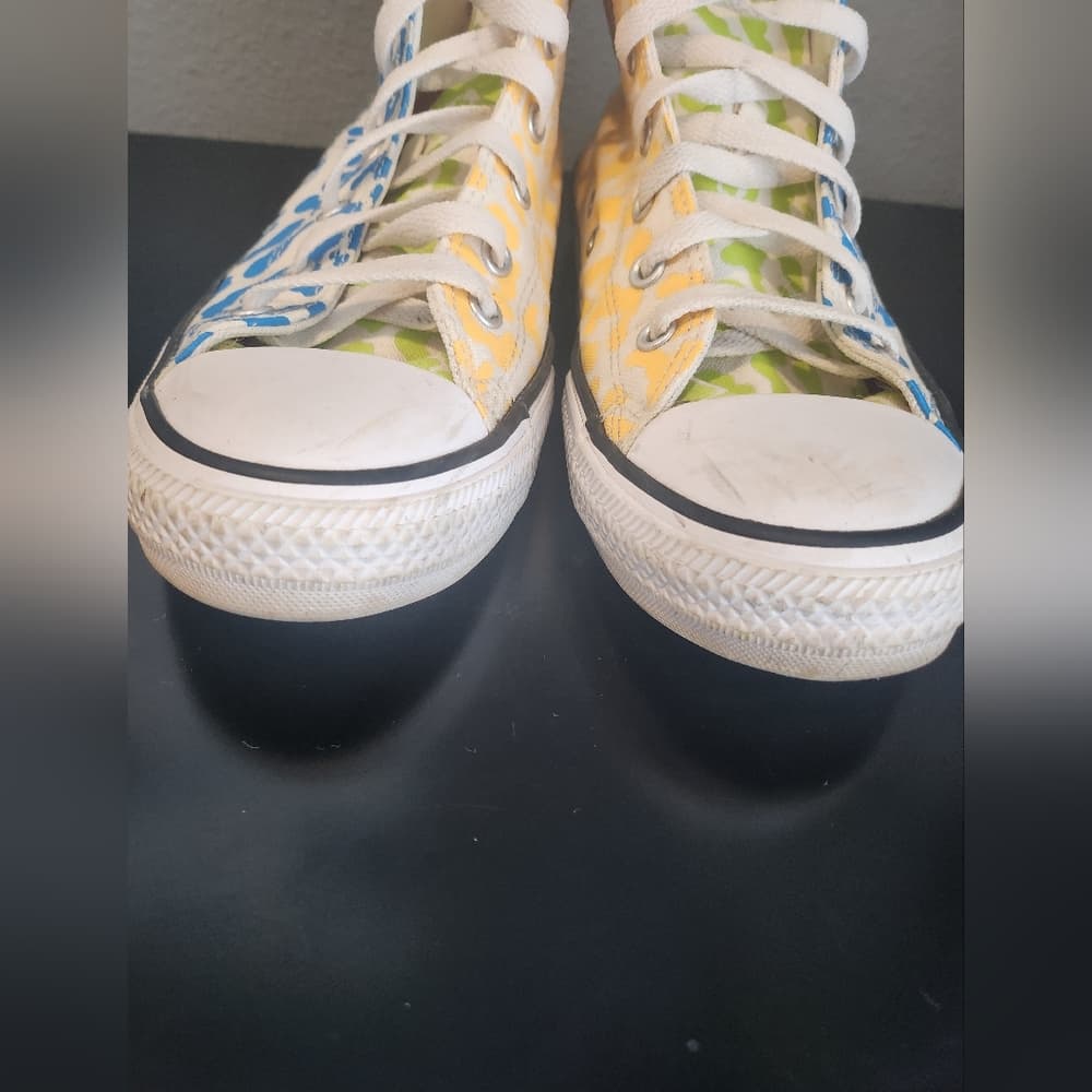 Converse Multi Bright Colored High-Top Sneakers Canvas Cheetah Print Color Block - Thumbnail 5