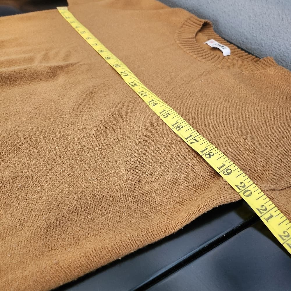 Tan Azure Acrylic Blend Long Sleeve Crew Neck Pull Over Sweater - Thumbnail 3