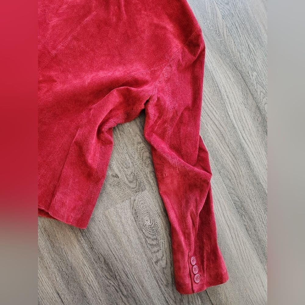 Liz Claiborne Red Lightweight Stylish Suede Leather Jacket - Thumbnail 8