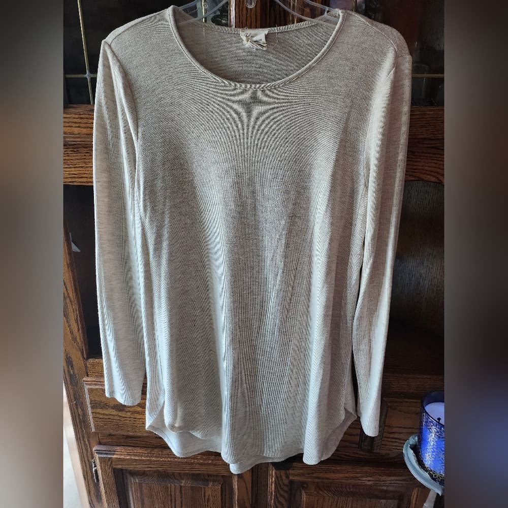 Andrea Jovine Cream Fitted Long Sleeve Tunic - Thumbnail 6